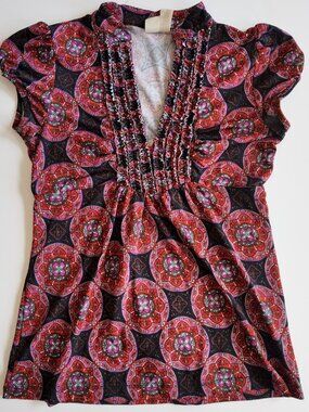 BOHO y2k ruffled top paisley print size M vintage 2000s